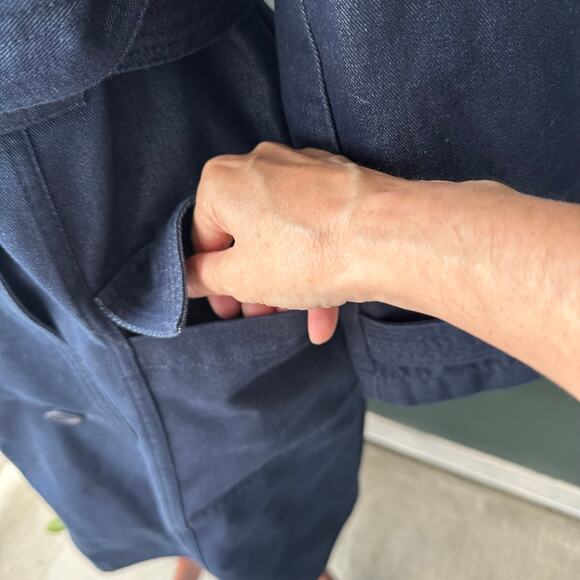 GAP Dark Wash Denim Trench Coat Small | Classic Y2K Heritage Preppy Belted - Picture 3 of 8